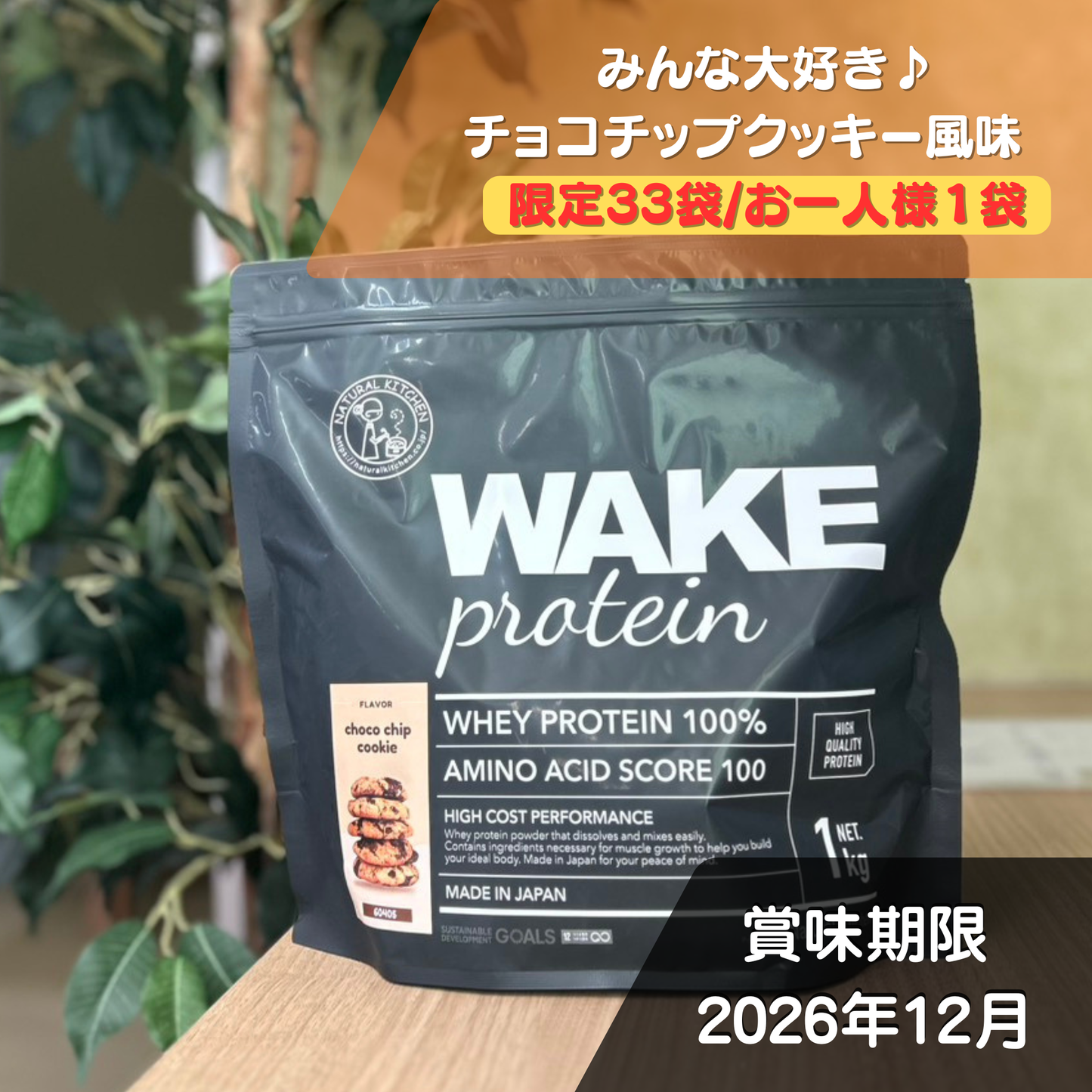 60405 WAKEPRO ホエイプロテイン チョコチップクッキー風味1kg